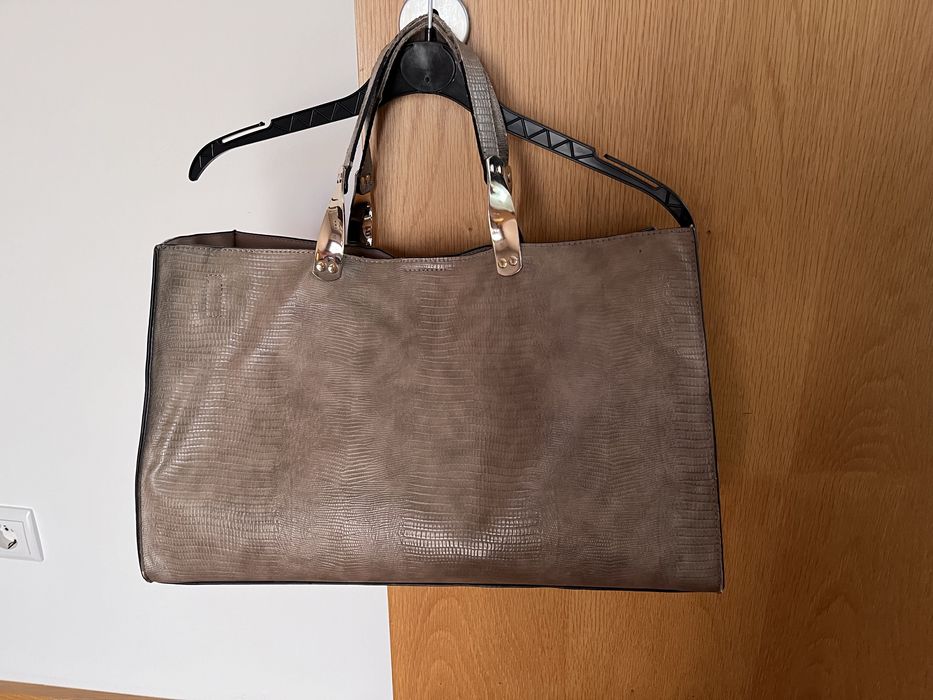 Mala Zara Bege Efeito Crocodilo