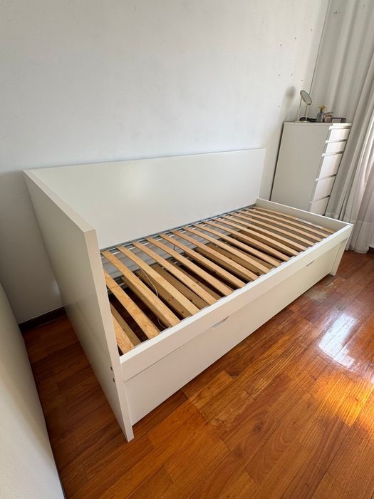 Cama Branca Ikea Solteiro Dupla- Modelo Flaxa