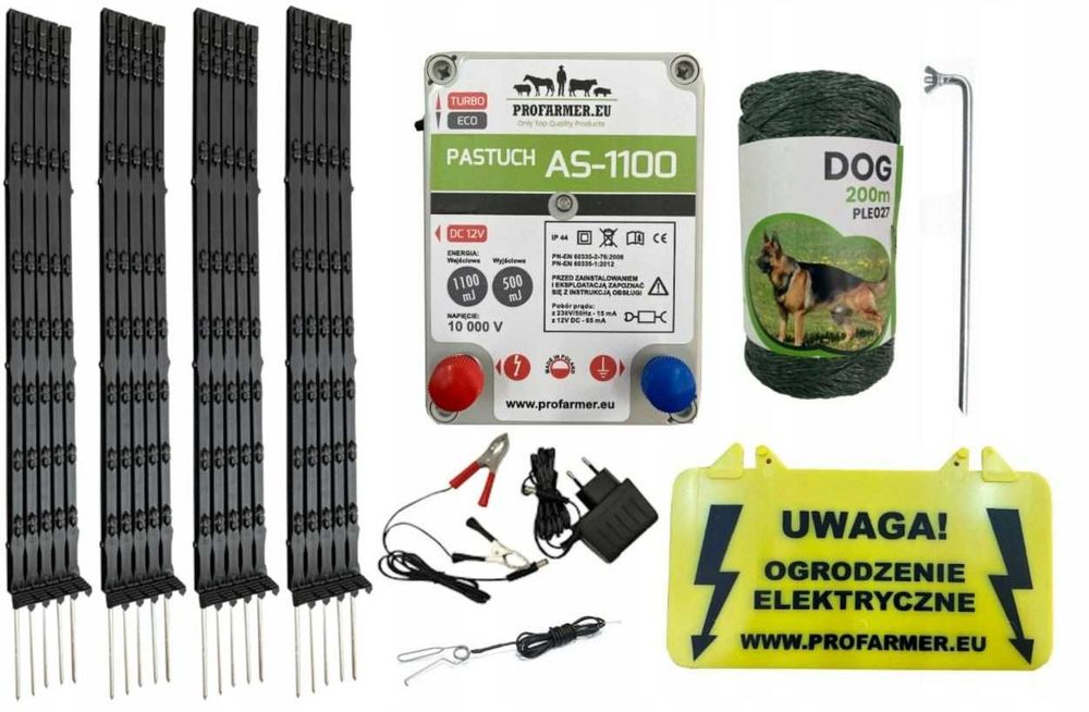 Kompletny Zestaw pastuch na psa psy wydry staw słupki 105 cm