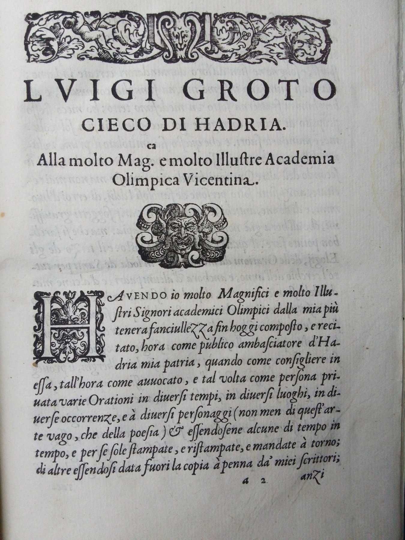 Rara e excelente 1.ª edição do século XVI de Luigi Groto. 1586.
