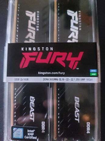 Оперативная память Kingston Fury DDR4-3600 32768MB Beast Black