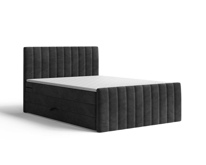 Łóżko kontynentalne tapicerowane PRESTO z materacami i pojemnikiem