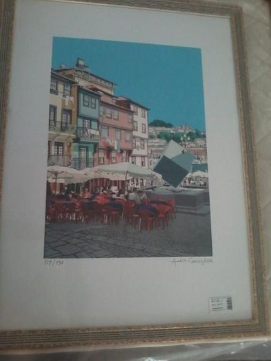 Acácio Campos serigrafia 123/130 motivo Esplanada na ribeira Porto