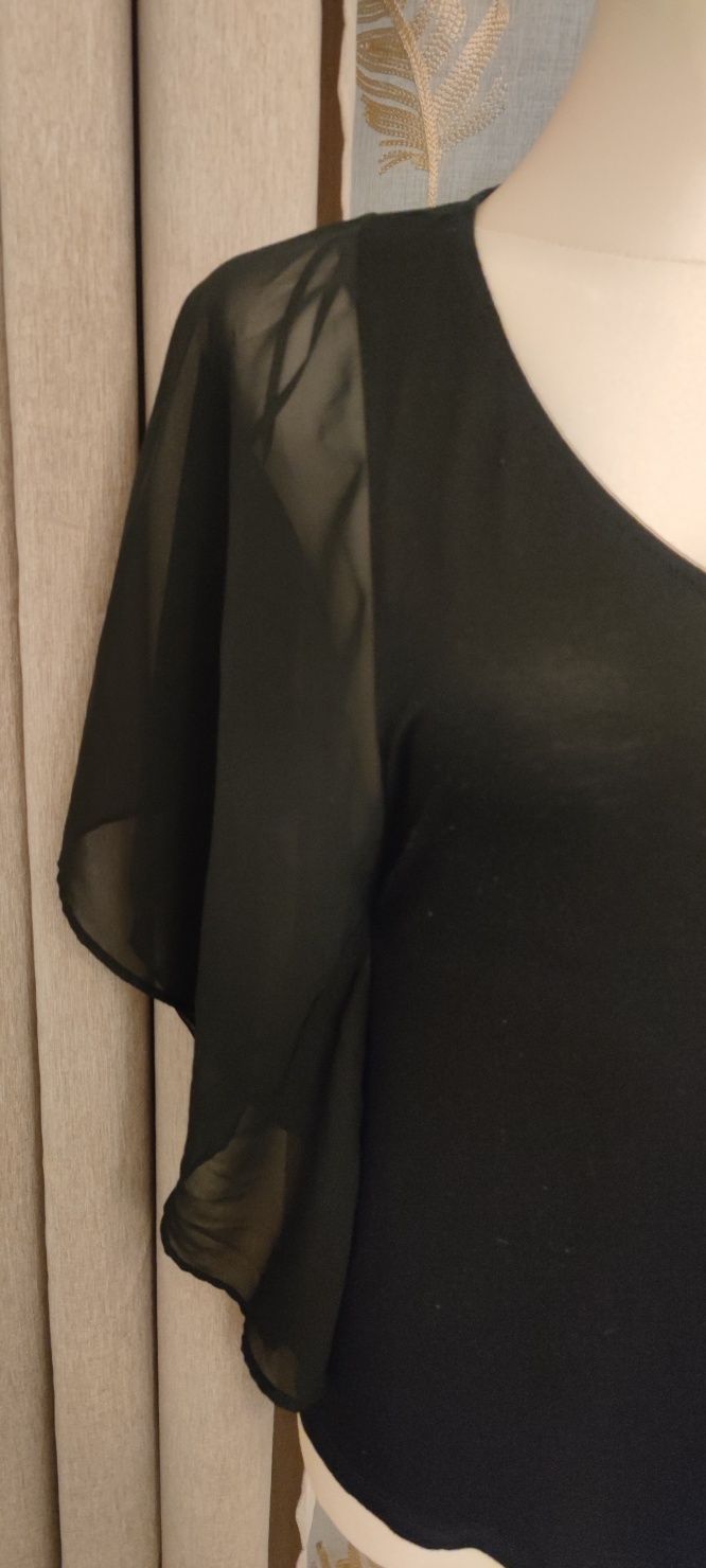 Czarna bluzka "motyl" z siateczka, H&M