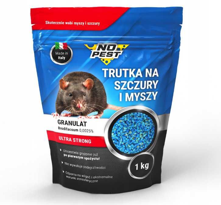 Trutka na szczury i myszy Brodifacoum 1kg przeciw gryzoniom NO PEST