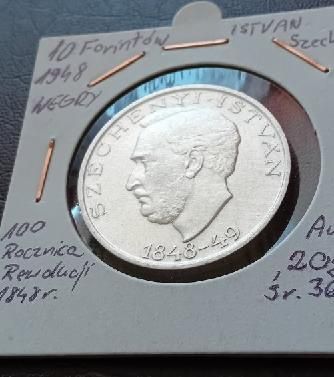 Srebrna moneta 10 forintów 1948r