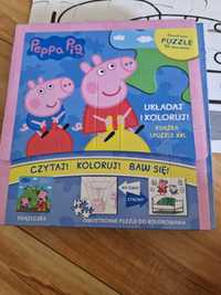 Dwustronne puzzle Peppa do kolorowania