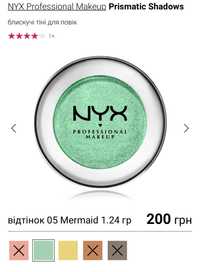 Nyx prismatic shadows, смарагдові/зелені тіні металік, з блискітками