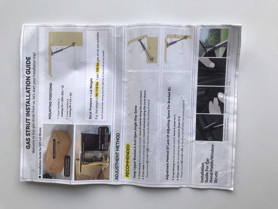 Siłownik gazowy pneumatyczny 50cm komplet 2 sztuki