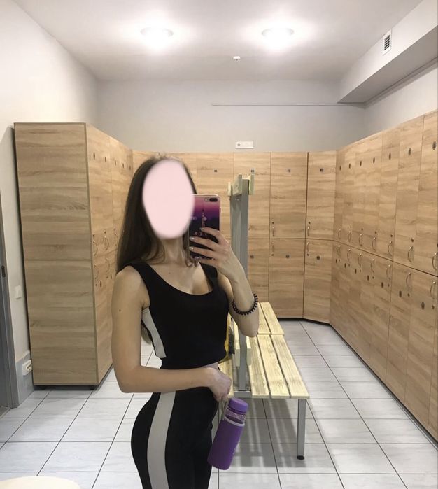 Костюм для фітнесу жіночий чорний - топ і лосини XS-S