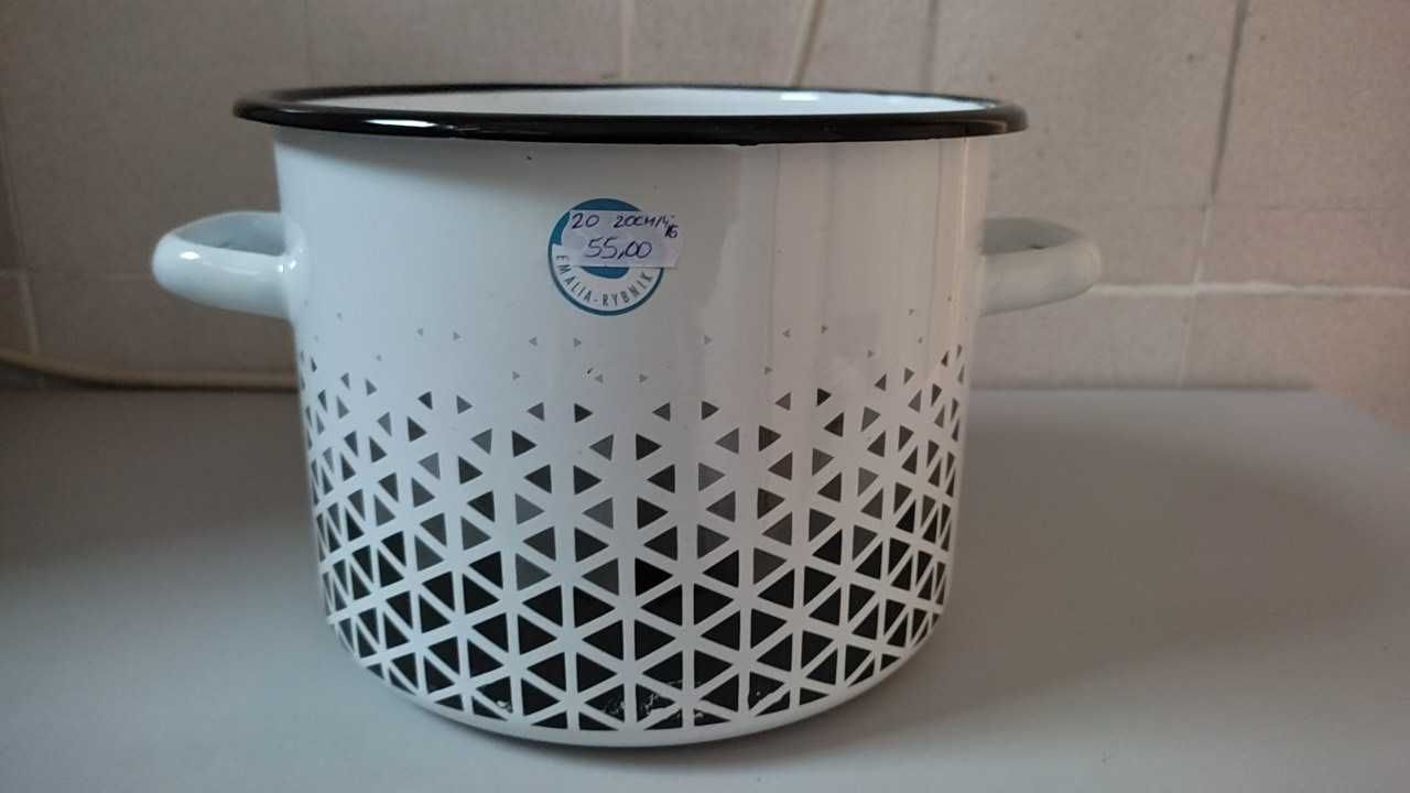 Garnek emaliowany geometria 20 cm pojemność 4.5 ,nowy, emalia Rybnik