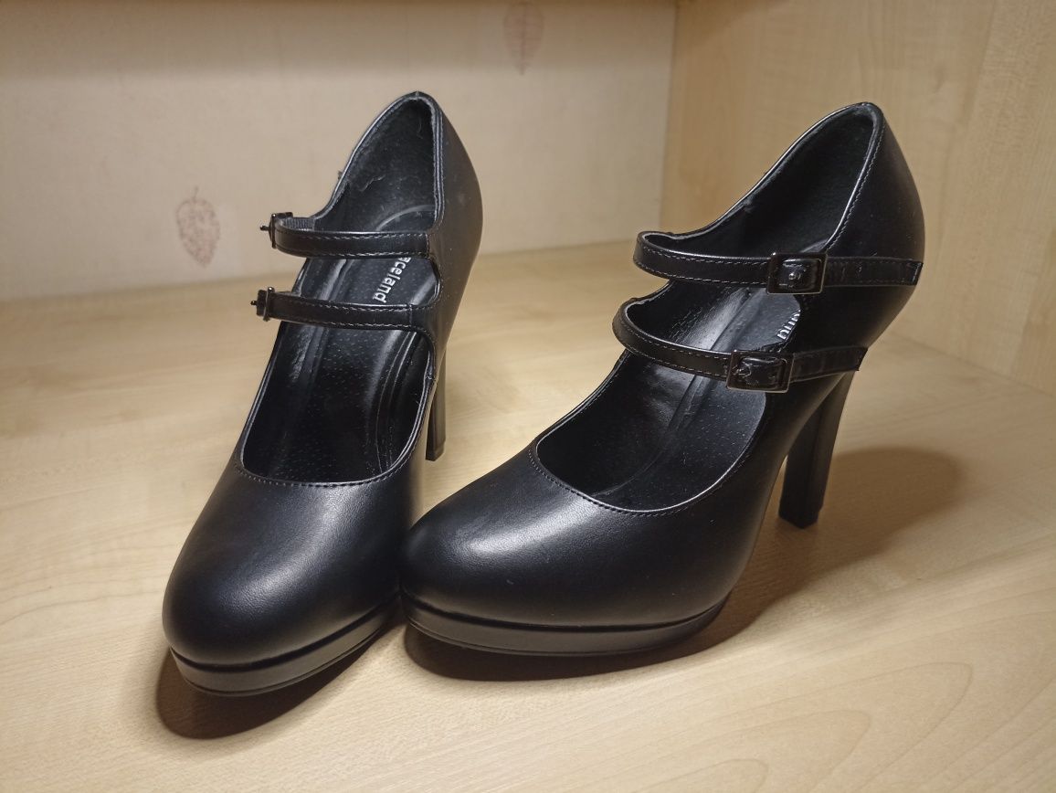 Buty, szpilki czarne, rozm. 36, nowe, z paseczkami