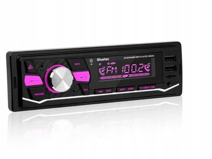 Radio samochodowe bluetooth 5.0 usb sd aux mp3 mikrofon pilot kolory