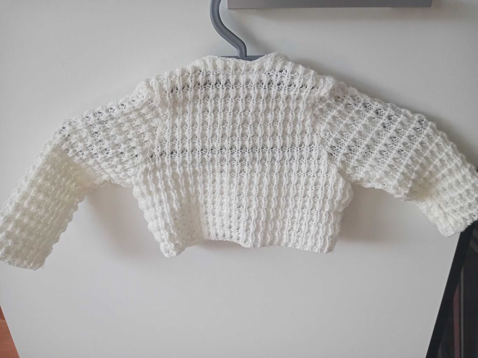 Bolerko do chrztu, sweterek do chrztu dla dziewczynki, rozmiar 62-68.