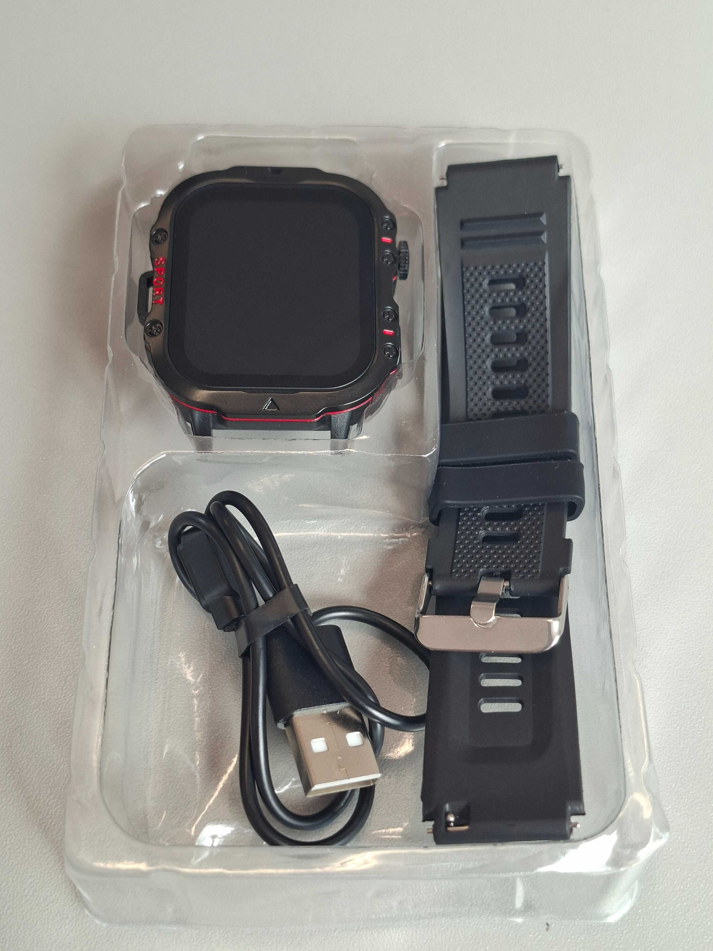 Smartwatch H19 z funkcją rozmów Bluetooth, ekran 1.8” czarny