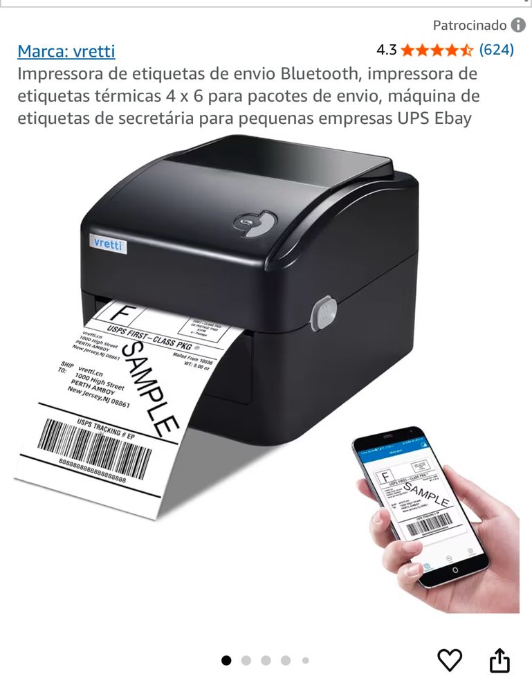 Impressora Vretti 420B bluetooth e usb nova na caixa