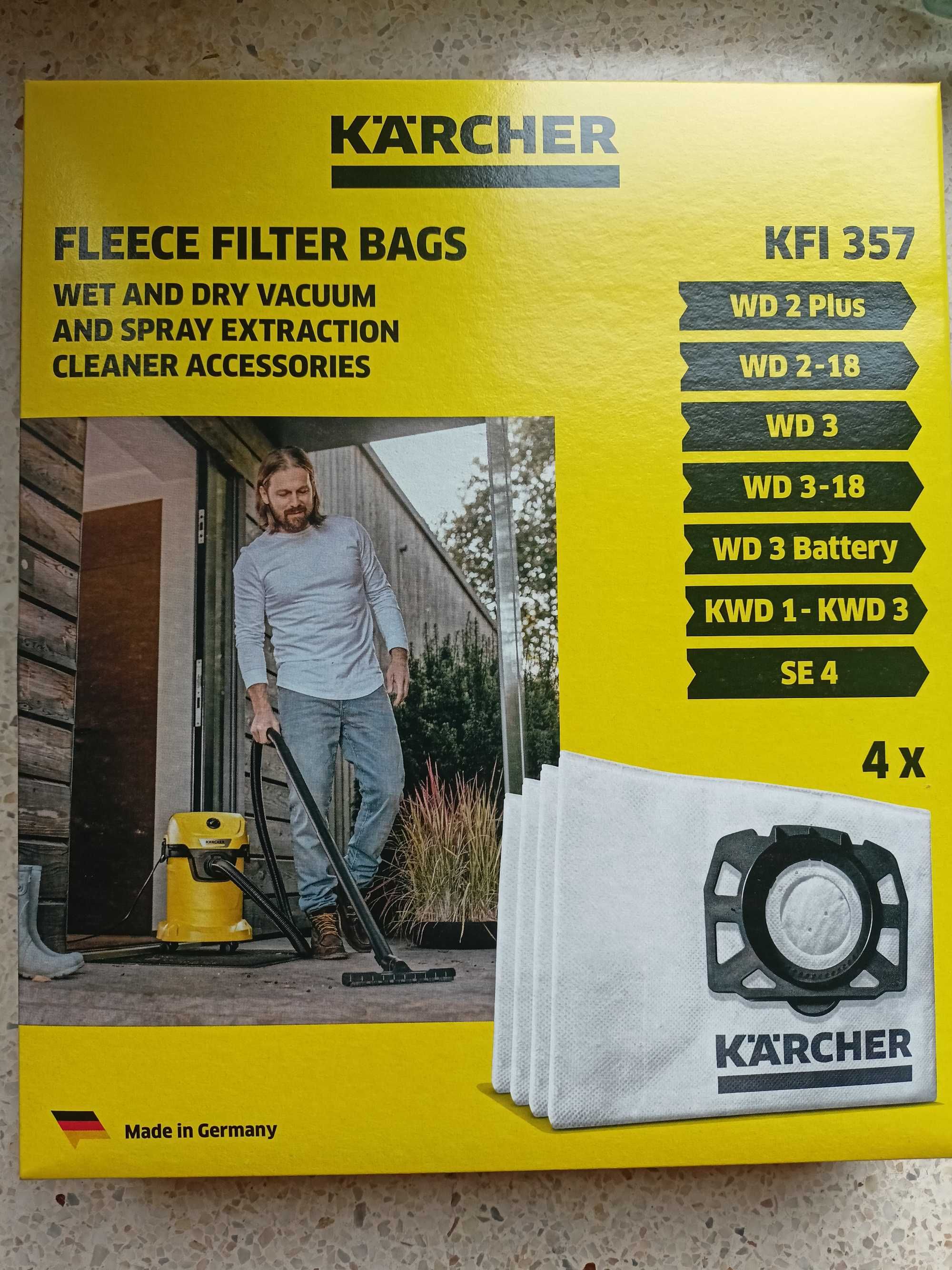 Oryginalne worki do odkurzacza KARCHER WD2 Plus, WD3 i innych 4 szt
