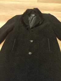 Płaszcz zimowy damski, czarny r.54, ciepły, kołnierz