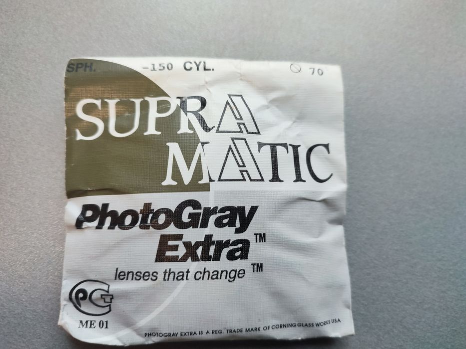 Продам фотохромні Скляні лінзи для окулярів сірого кольору -1.0 та -1.