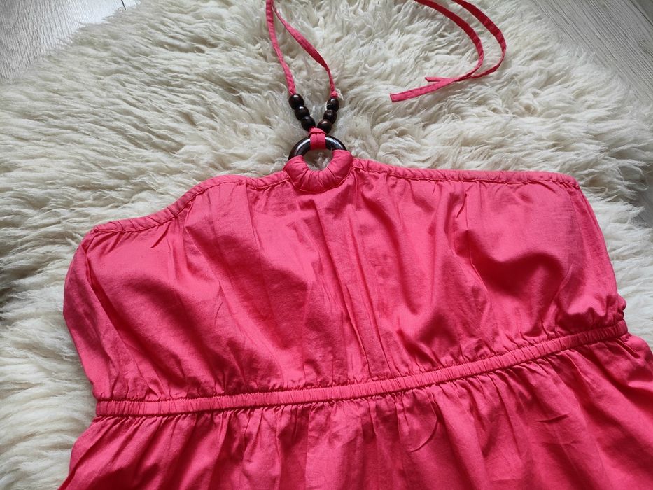 Różowa bluzka wiązana na szyję, r. L