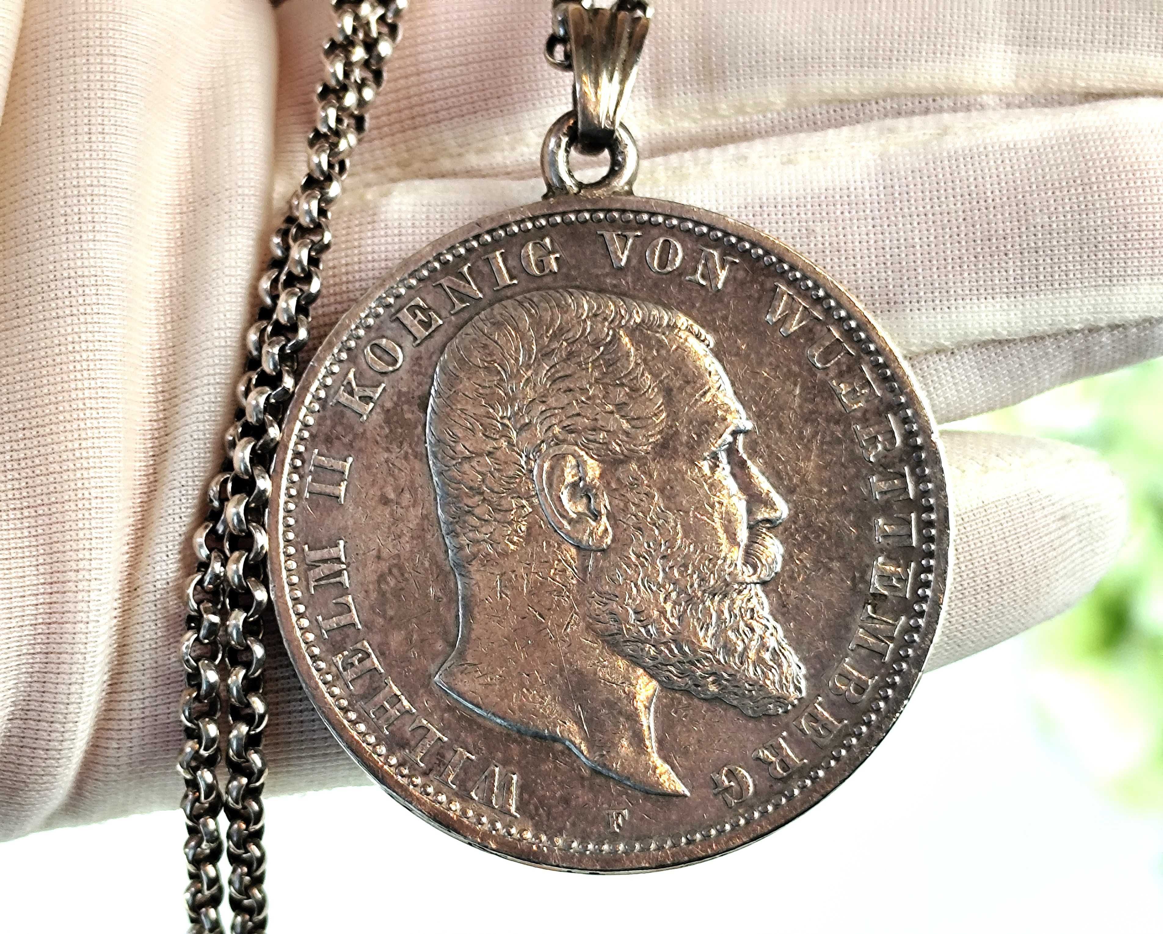 Medalion Niemcy Cesarstwo Wirtembergia 5 marek 1907 F Wilhelm II