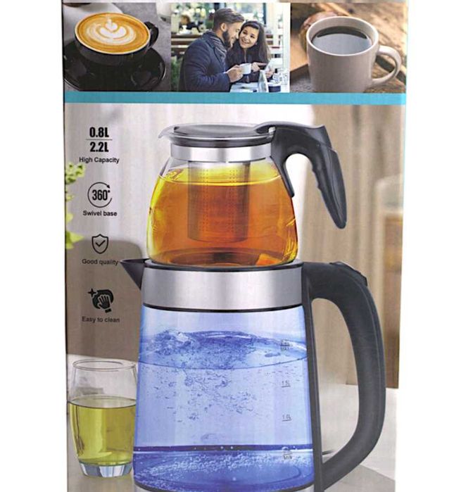 чайник електричний + заварник 2-в-1 електрочайник термопот