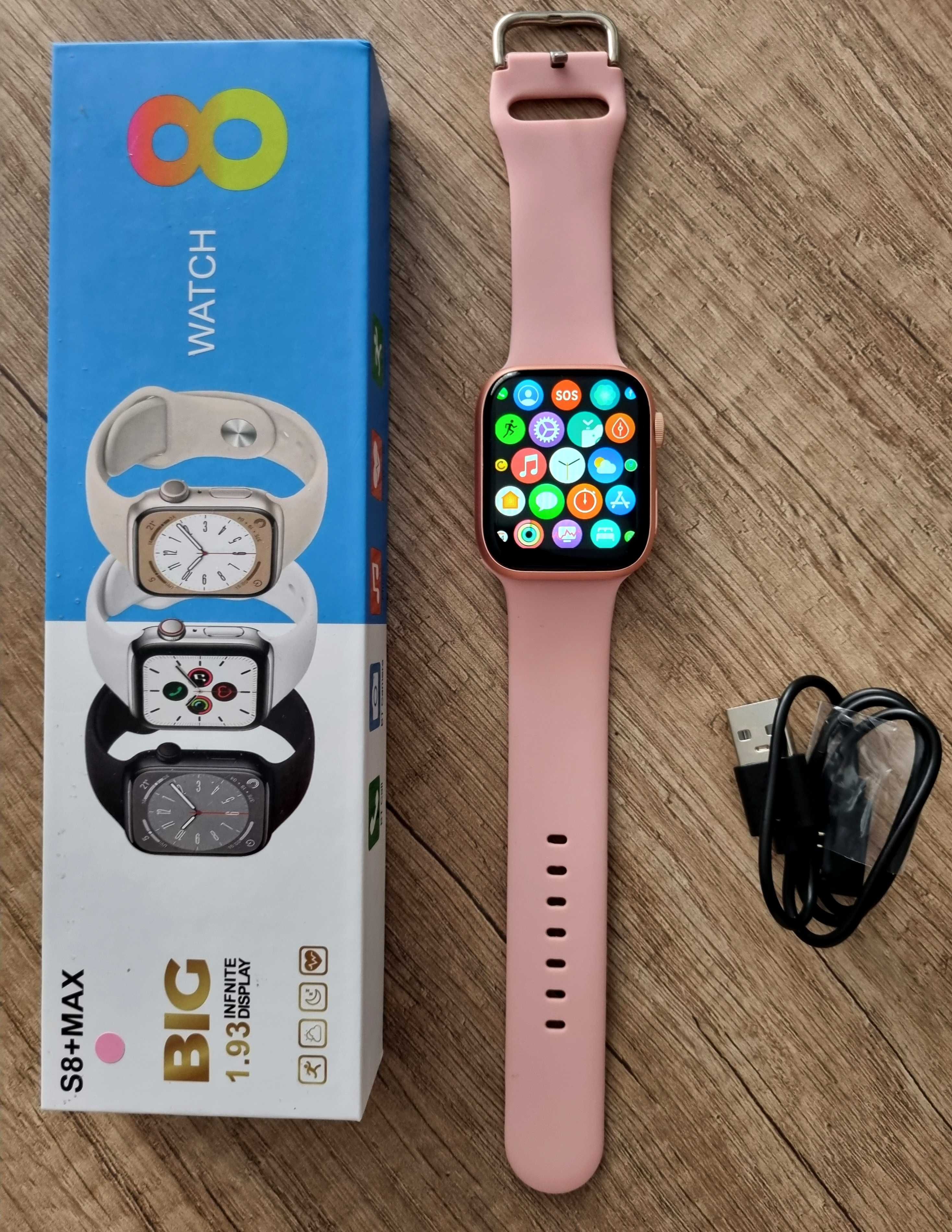 Różowy smartwatch seria 8