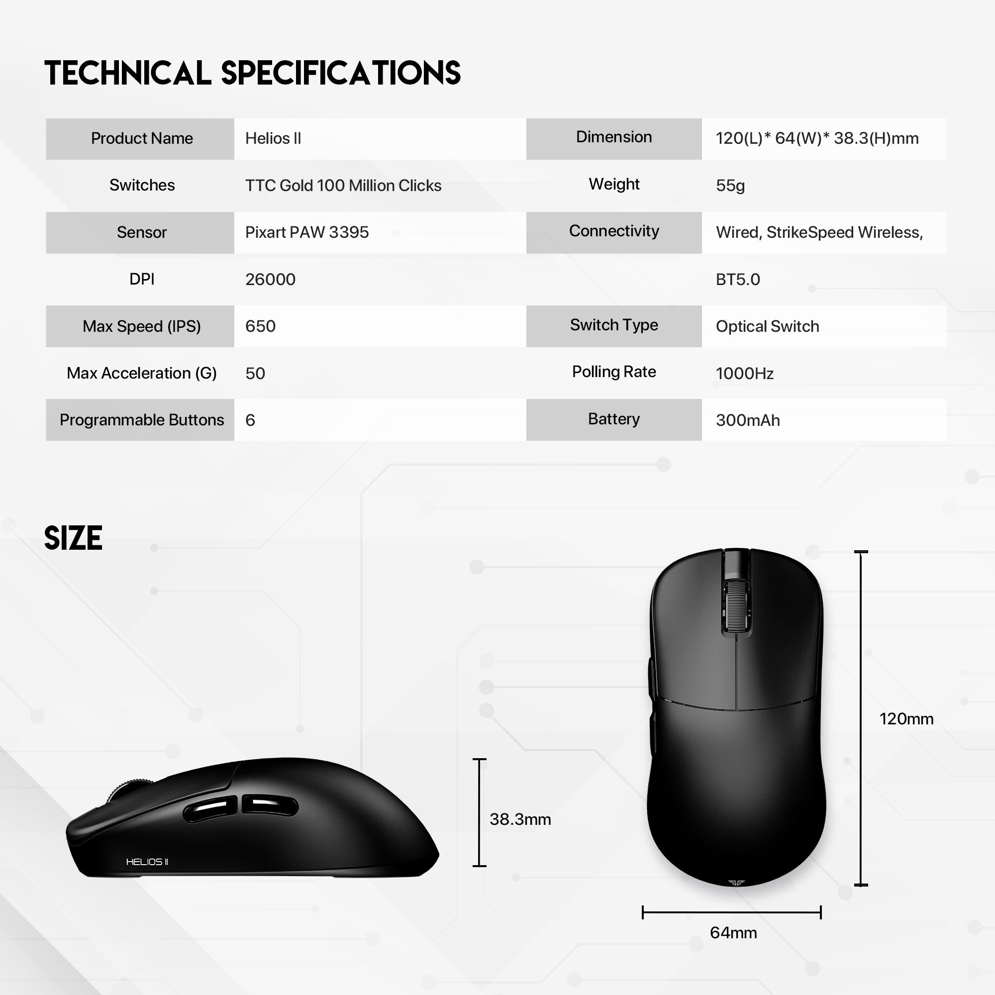 Fantech Helios 2 Pro S Беспроводная Легкая Компьютерная Мышь / 300 mAh