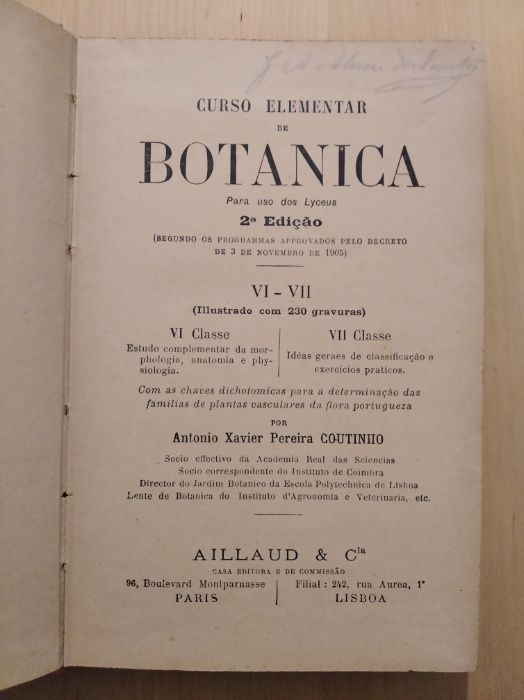 Curso Elementar de Botânica, António Xavier Pereira Coutinho