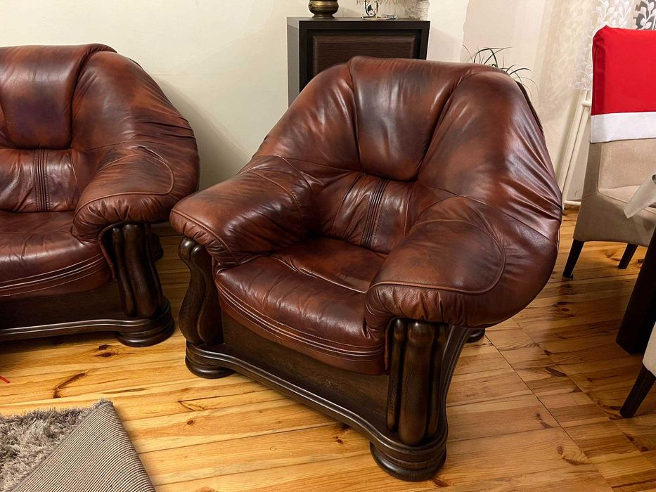 Skórzany komplet wypoczynkowy 3+2+1