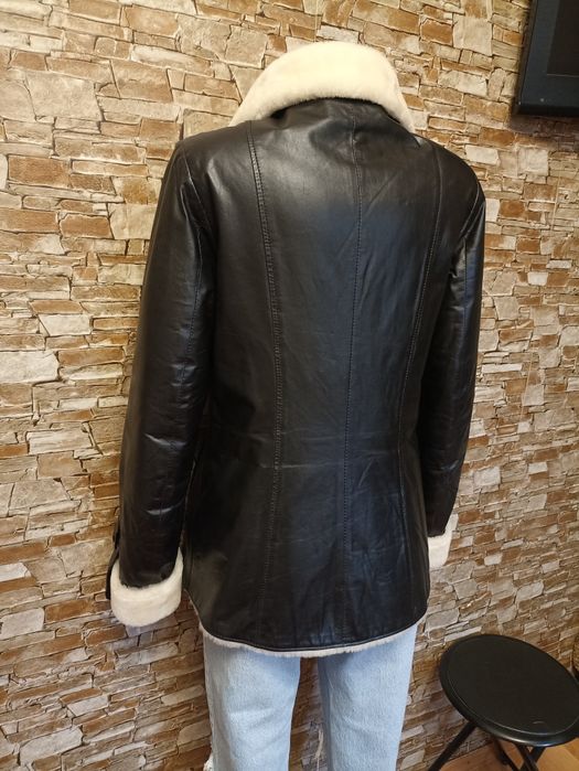 Шкіряна дублянка,косуха,авіатор,натуральне хутро,46р