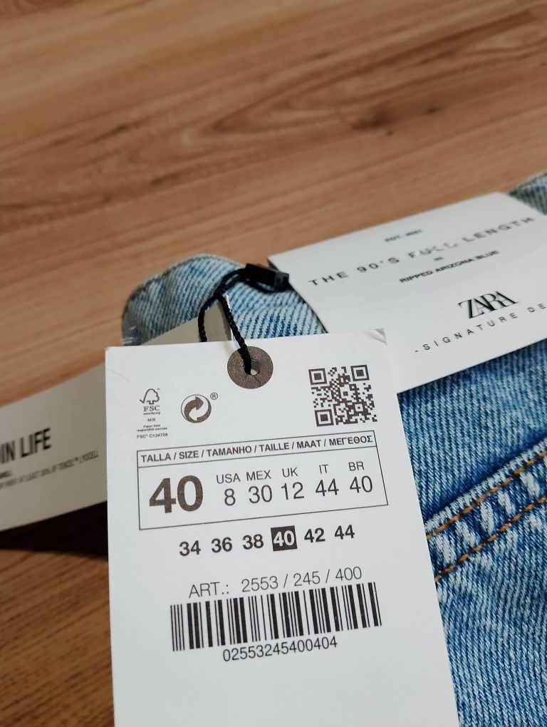 Nowe Damskie Niebieskie Spodnie Jeansowe Dżinsowe Zara Ripped Arizona