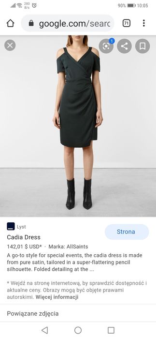 Piękna sukienka All Saints 38 głęboka zieleń