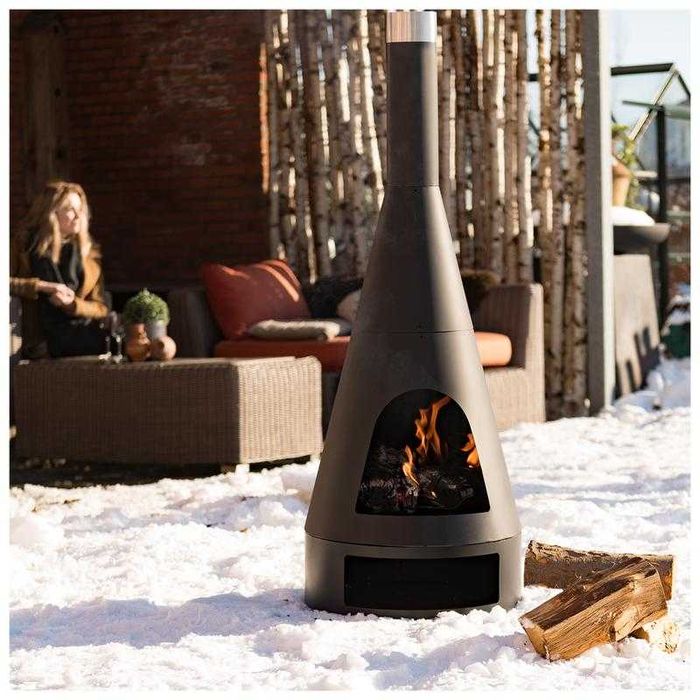 Palenisko ogrodowe Kominek ogrodowy XL 55x160 cm Stalowy czarny mat