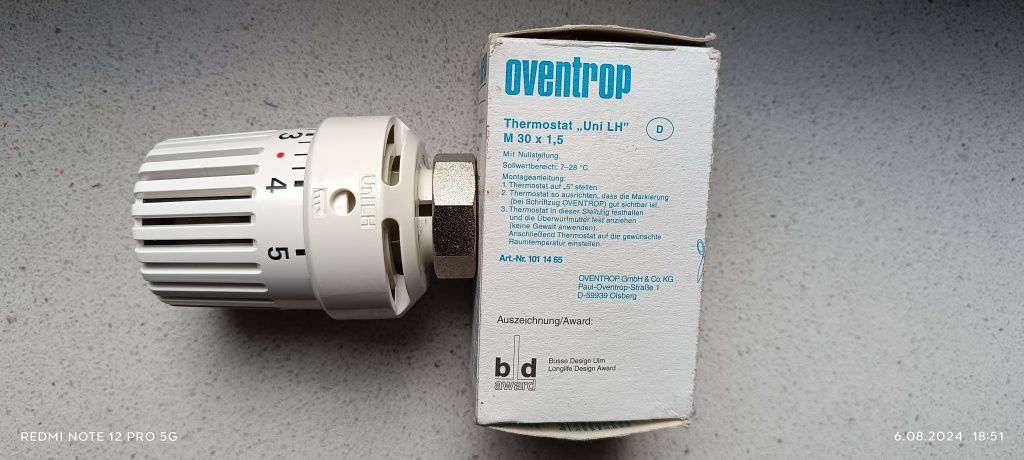 Zawór termostat Oventrop Uni LH M30x1,5