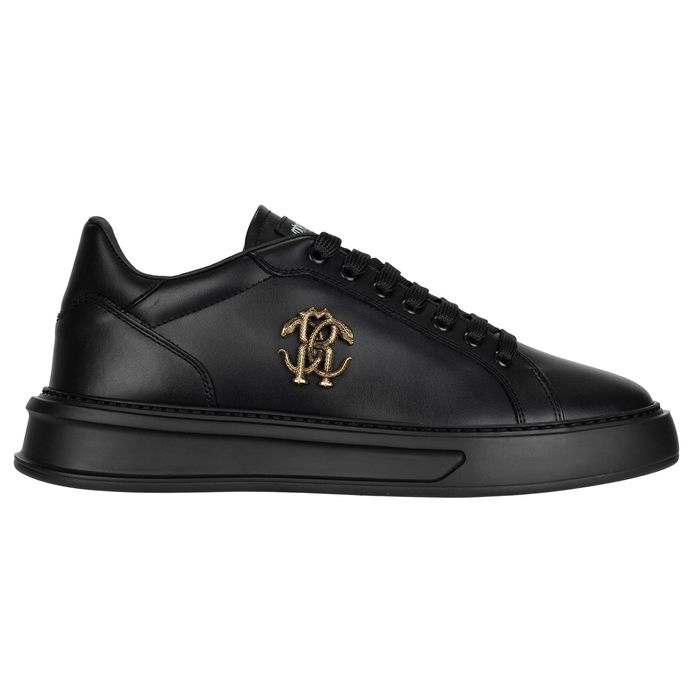 ROBERTO CAVALLI luksusowe meskie sneakersy BLACK / GOLD logo ITALY