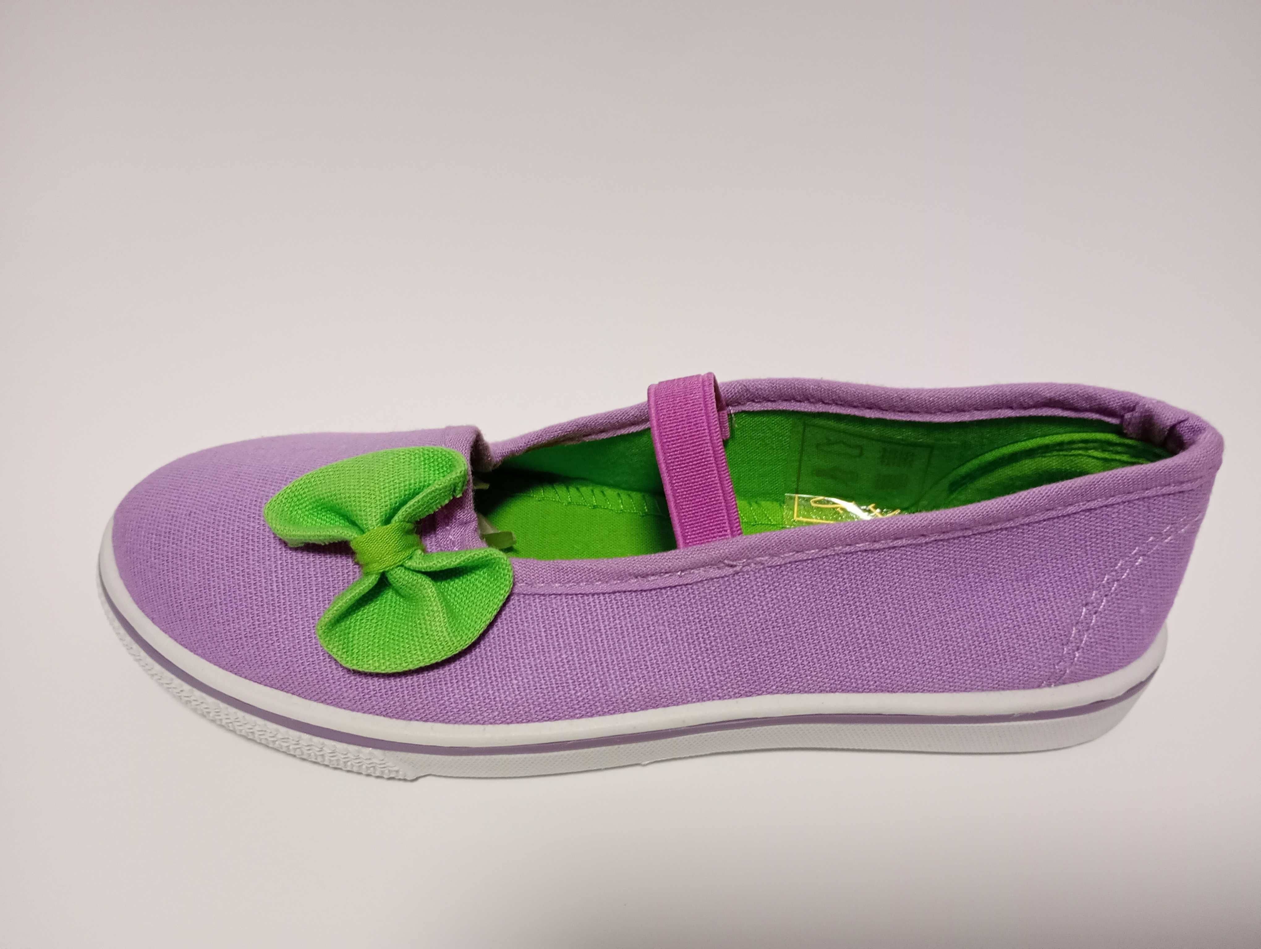 kapcie buty balerinki tekstylne szkolne fioletowe nr 35