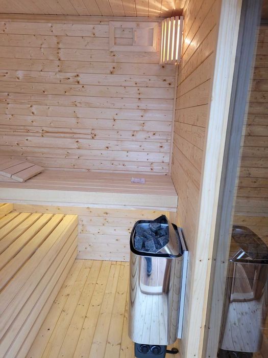 sauna ogrodowa z miejscem na balie, spa zewnetrzne producent