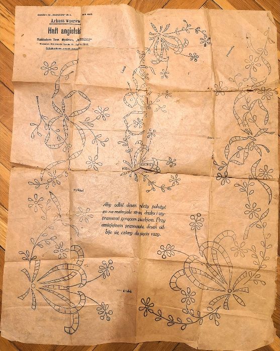 WZÓR DO HAFTU ROK 1925 haftowanie serwetka cepelia chusta przedwojenn