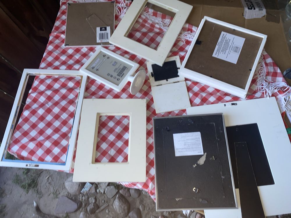 15 ramek biala oprawa drewna / ceramiczna cena za calosc