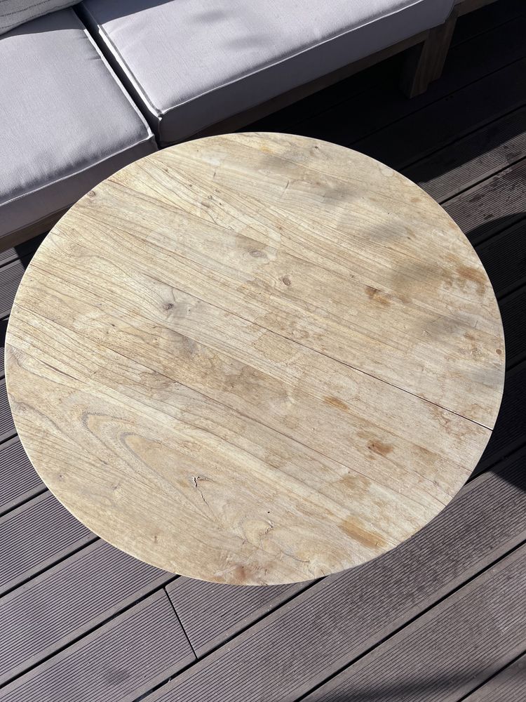 Stolik kawowy Jeanette lite drewno tekowe naturalne Ø 80 cm