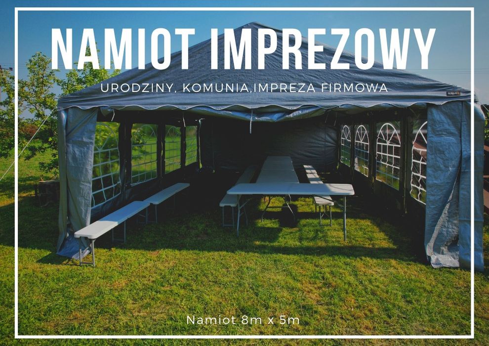 Namiot imprezowy 6/8/10mx5m wynajem impreza firmowa, komunia, urodziny