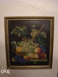 Картина крестиком "Виноград и абрикосы"