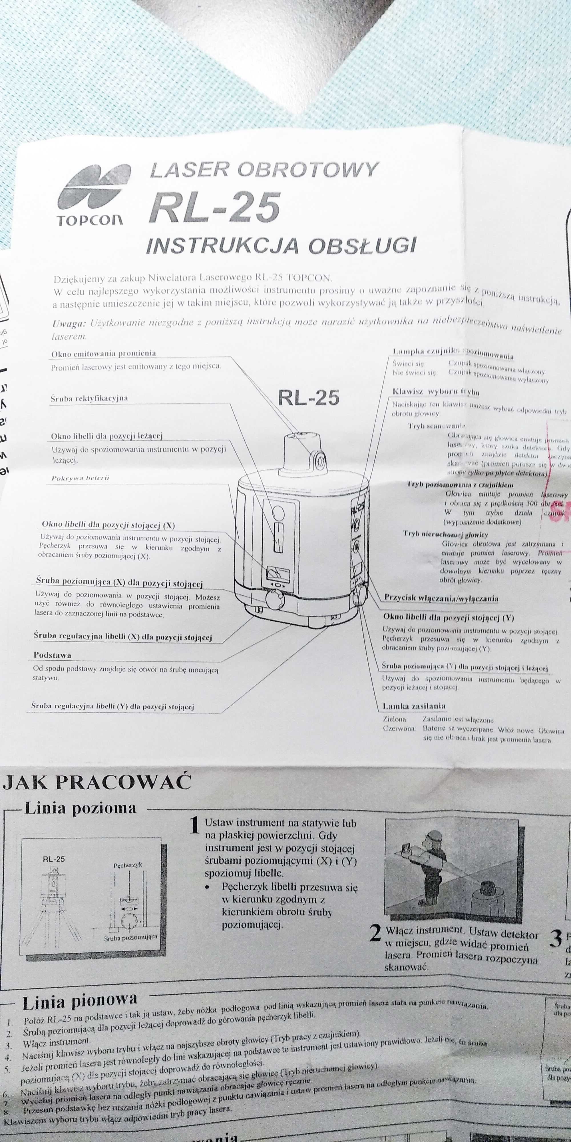 TOPCON RL-25 professional niwelator rotacyjny laserowy