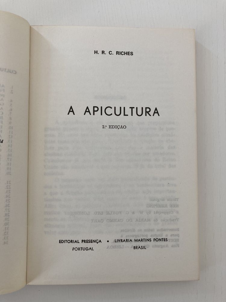 Livro “A Apicultura”, de H. R. C. Riches