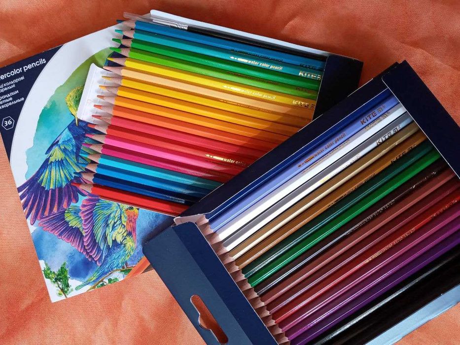 Карандаши акварельные профессиональные Kite олівці 36 цветов оттенков
