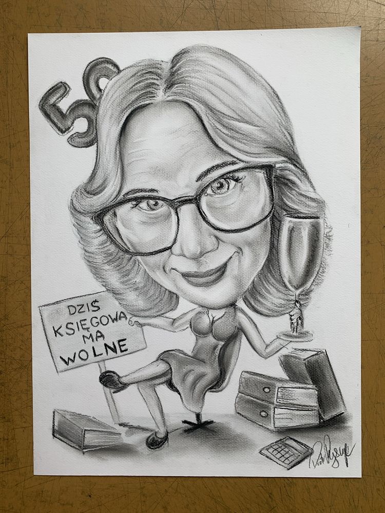 Portret karykatura podziękowanie świadek rocznica  Opole wysyłka 24