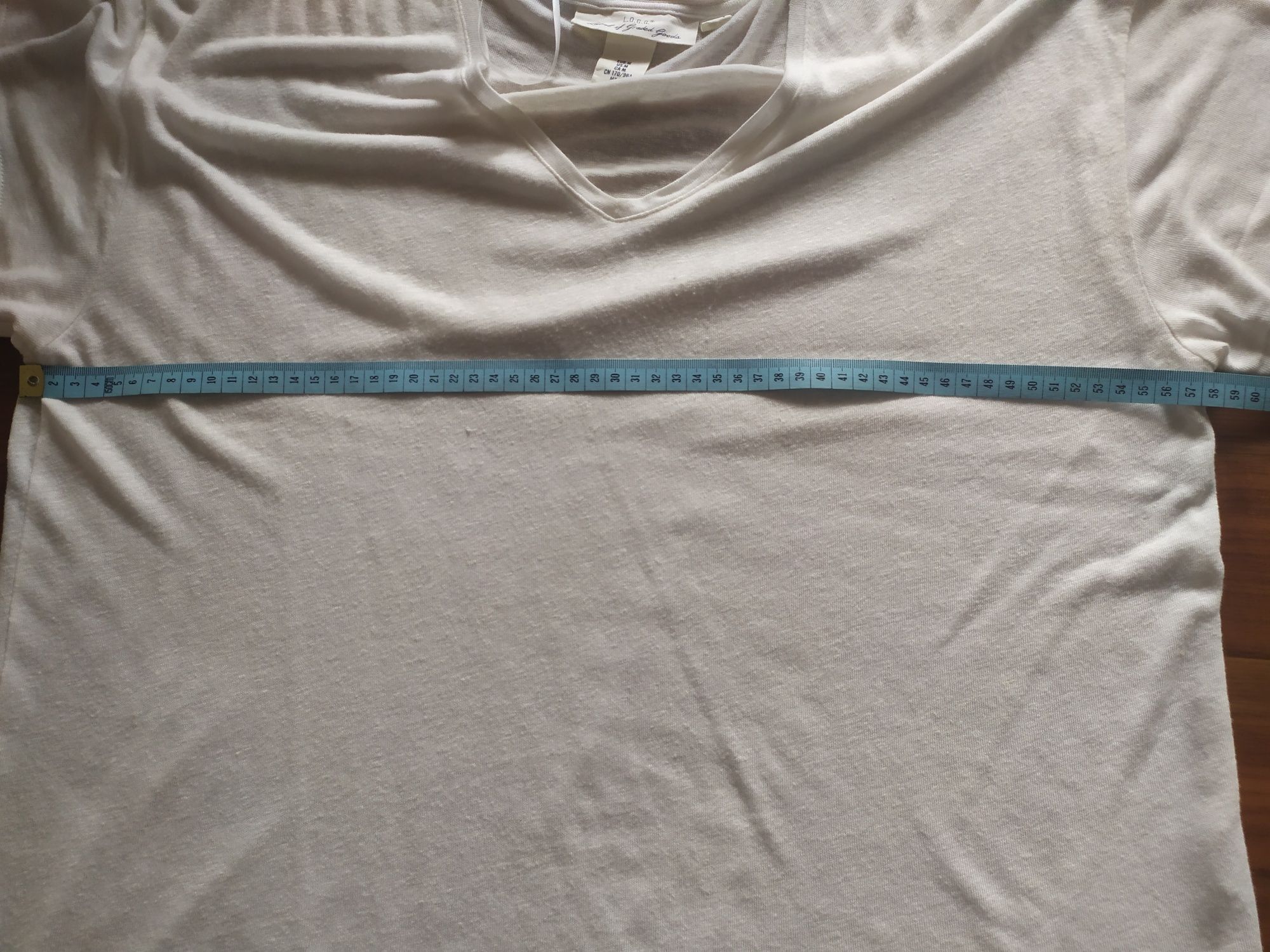 H&M kremowa przewiewna bluzka z rękawkami, t-shirt top.