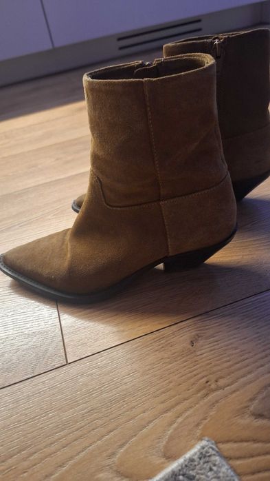 Skórzane botki kowbojki ZARA r.37