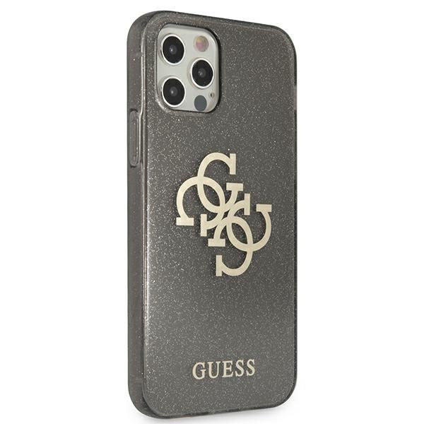 Etui Guess Glitter 4G Logo do iPhone 12 Pro Max 6,7" - Czarny